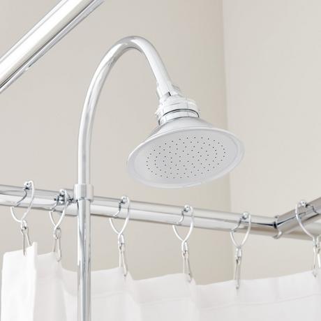 Gooseneck Shower Conversion Kit with Hand Shower - 60" x 27" D Style Shower Ring