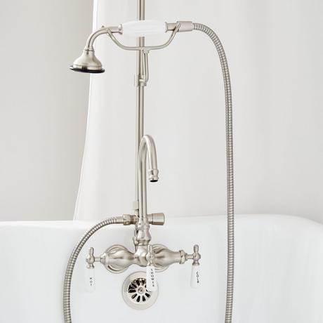 Gooseneck Shower Conversion Kit with Hand Shower - 60" x 27" D Style Shower Ring