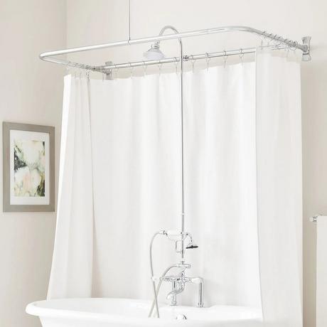 English Side Mount Conversion Kit with Hand Shower - 60" x 27" D Style Shower Ring