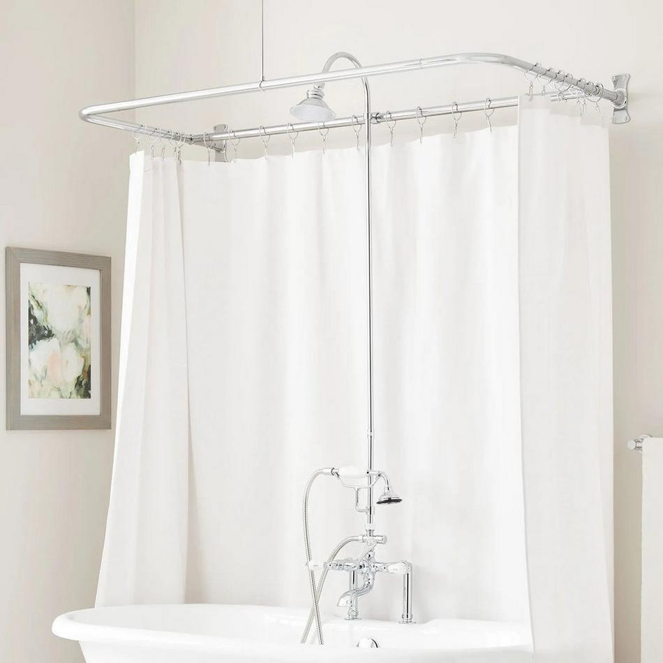 English Side Mount Conversion Kit with Hand Shower - 60" x 27" D Style Shower Ring, , large image number 0