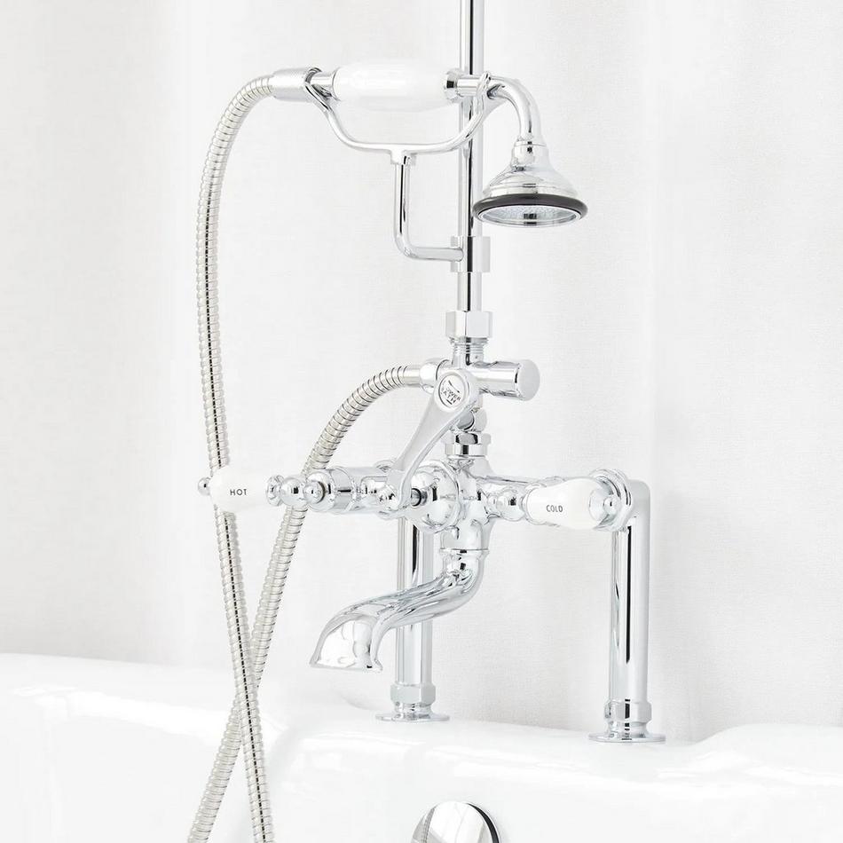 English Side Mount Conversion Kit with Hand Shower - 60" x 27" D Style Shower Ring - Chrome, , large image number 2