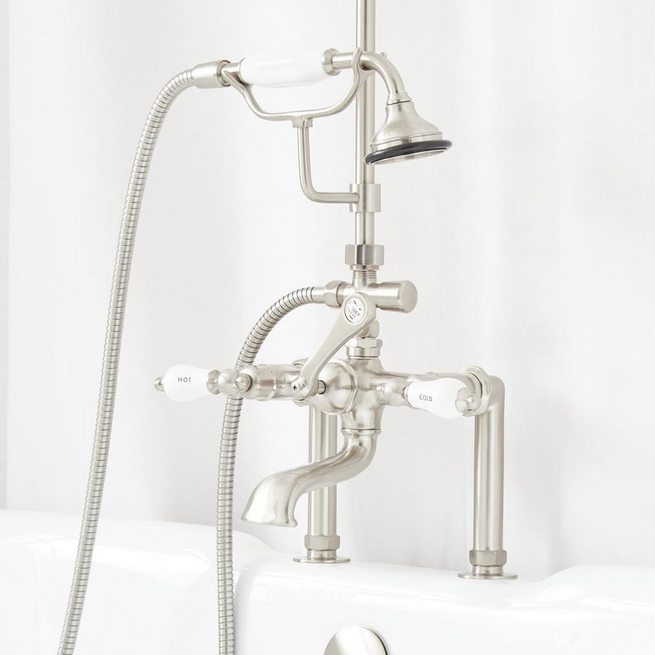 English Side Mount Conversion Kit with Hand Shower - 60" x 27" D Style Shower Ring - Brushed Nickel, , large image number 2