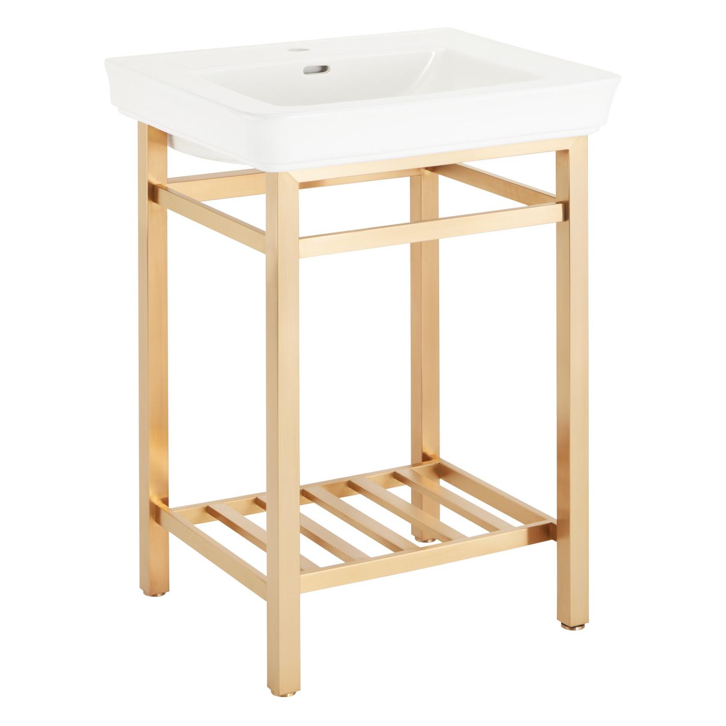 26" Halyard Console Sink with Traditional Top Single Hole Brushed