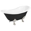 61" Arabella Black Cast Iron Tub - 7" Rim Holes - Brushed Nickel Lion Feet - Daisy Drain, , large image number 1