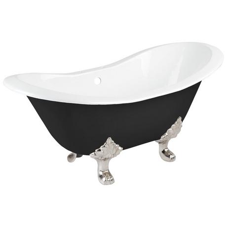 61" Arabella Black Cast Iron Tub - 7" Rim Holes - Lion Paw Feet