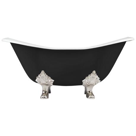 61" Arabella Black Cast Iron Tub - 7" Rim Holes - Lion Paw Feet