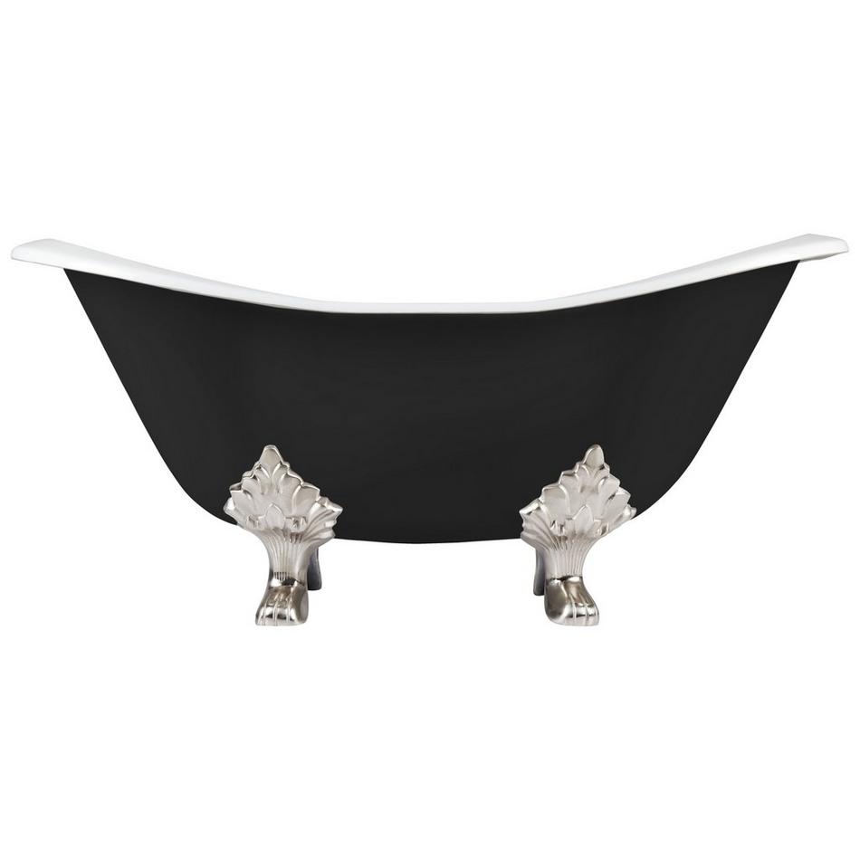 61" Arabella Black Cast Iron Tub - 7" Rim Holes - Brushed Nickel Lion Feet - Daisy Drain, , large image number 2