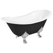 61" Arabella Black Cast Iron Tub - 7" Rim Holes - Chrome Lion Feet - Daisy Drain, , large image number 0