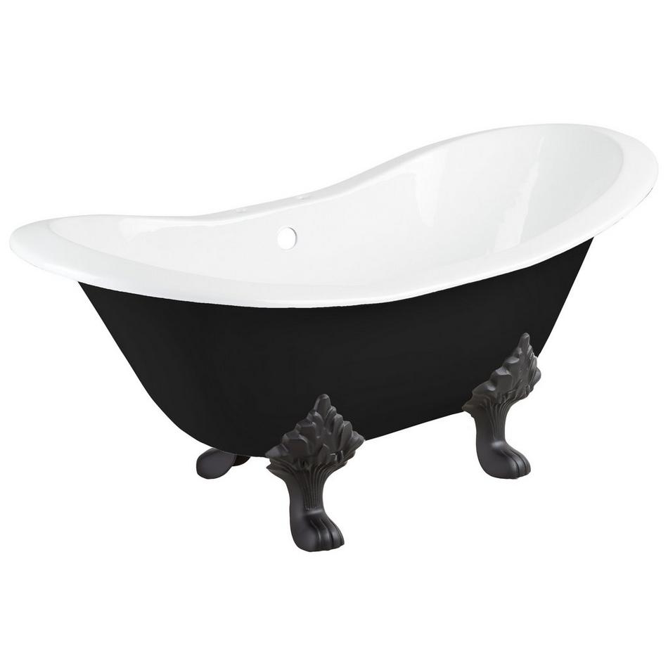 61" Arabella Black Cast Iron Tub - 7" Rim Holes - Matte Black Lion Feet  - Daisy Drain, , large image number 0