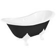 61" Arabella Cast Iron Double-Slipper Clawfoot Tub - Black - 7" Rim Holes - White Feet & Drain, , large image number 0