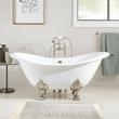 61" Arabella Cast Iron Double-Slipper Tub - Brushed Nickel Lion Feet -  7" Rim Holes - Daisy Drain, , large image number 0