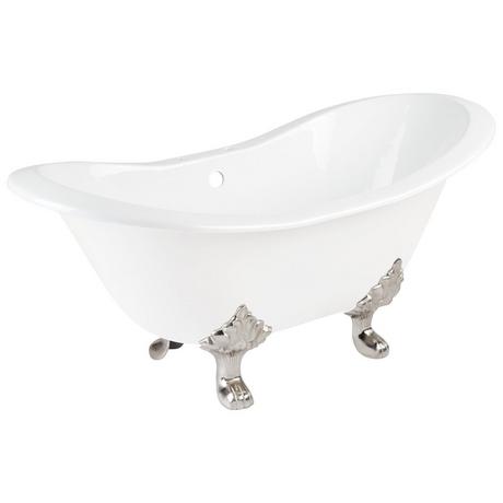 61" Arabella Cast Iron Double-Slipper Tub - Lion Paw Feet - 7" Rim Holes