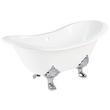 61" Arabella Cast Iron Double-Slipper Tub - Chrome Lion Feet -  7" Rim Holes - Daisy Drain, , large image number 0