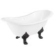 61" Arabella Cast Iron Double-Slipper Tub - Black Lion Feet -  No Tap Holes - Daisy Drain, , large image number 0