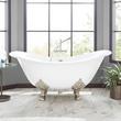 61" Arabella Cast Iron Double-Slipper Tub - Brushed Nickel Lion Feet -  No Tap Holes - Daisy Drain, , large image number 0