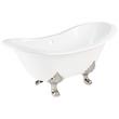 61" Arabella Cast Iron Double-Slipper Tub - Brushed Nickel Lion Feet -  No Tap Holes - Daisy Drain, , large image number 1