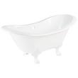 61" Arabella Cast Iron Double-Slipper Clawfoot Tub - White - No Holes - White Feet & Drain, , large image number 0