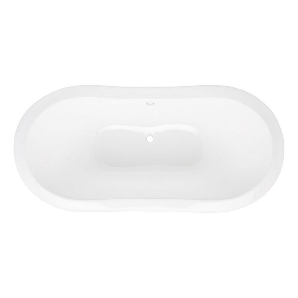 61" Arabella Cast Iron Double-Slipper Clawfoot Tub - White - No Holes - White Feet & Drain, , large image number 1