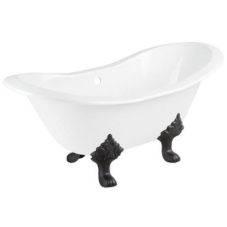 72" Arabella Cast Iron Double-Slipper Tub - Lion Paw Feet - 7" Rim Holes