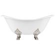 72" Arabella Cast Iron Double-Slipper Tub - Brushed Nickel Lion Feet -  No Tap Holes - Daisy Drain, , large image number 2