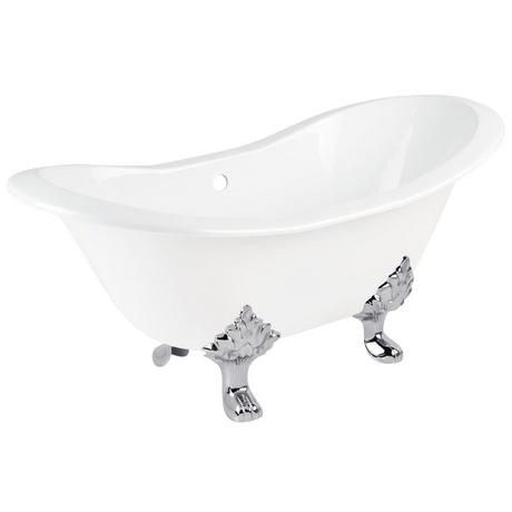 72" Arabella Cast Iron Double-Slipper Tub - Lion Paw Feet - Tap Deck