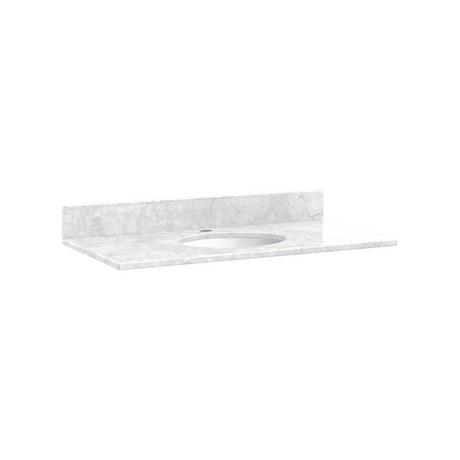 37" x 19" 2cm Narrow Marble Top for Undermount Sink - Carrara - White Porcelain Sink