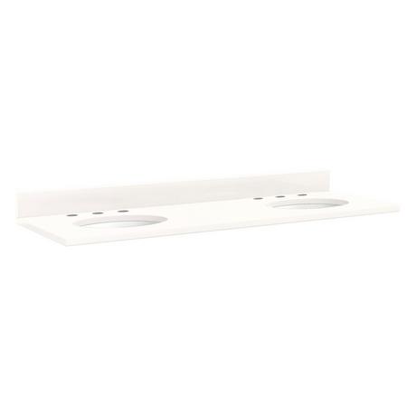61"x22" 3cm Quartz Top for Undermount Sinks - Arctic White - White Porcelain Sink