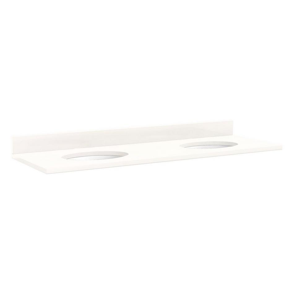 61"x22" 3cm Quartz Top for Undermount Sinks - Arctic White - White Porcelain Sink, , large image number 0
