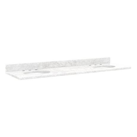 73" Marble Double Top for Undermount Sinks - Carrara - White Porcelain Sink