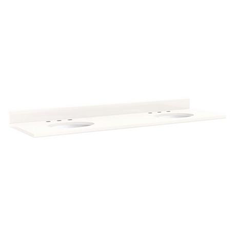 73"x22" 3cm Quartz Top for Undermount Sinks - Arctic White - White Porcelain Sink