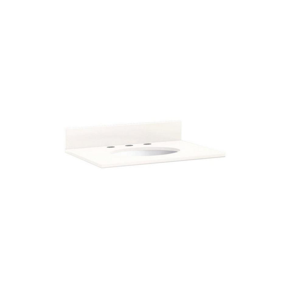 25" x 19" 2cm Narrow Quartz Vanity Top for Undermount Sink-8" Widespread - Arctic White - White Sink, , large image number 0