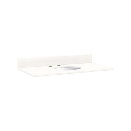 37" x 19" 2cm Narrow Quartz Vanity Top for Undermount Sink-8" Widespread - Arctic White - White Sink