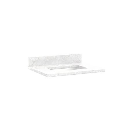25" x 22" 3cm Marble Vanity Top for Rectangular Undermount Sink - Carrara - White Porcelain Sink