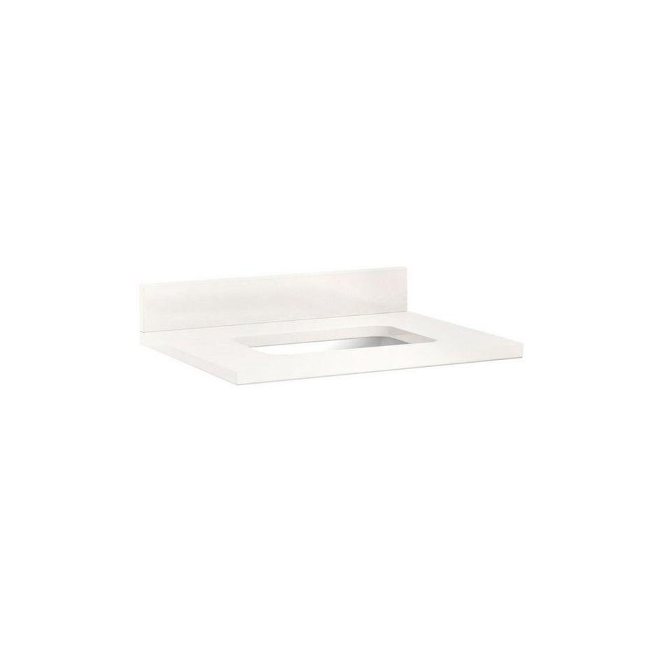 25" x 22" 3cm Quartz Vanity Top for Rectangular Undermount Sink - Arctic White - White Sink, , large image number 0