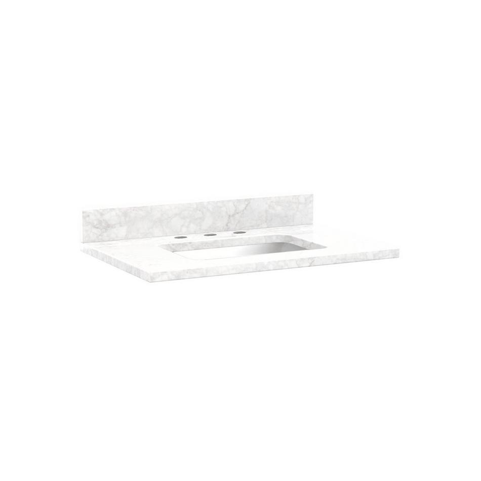 31" x 22" 3cm Marble Vanity Top for Rectangular Undermount Sink - Carrara - White Porcelain Sink, , large image number 0