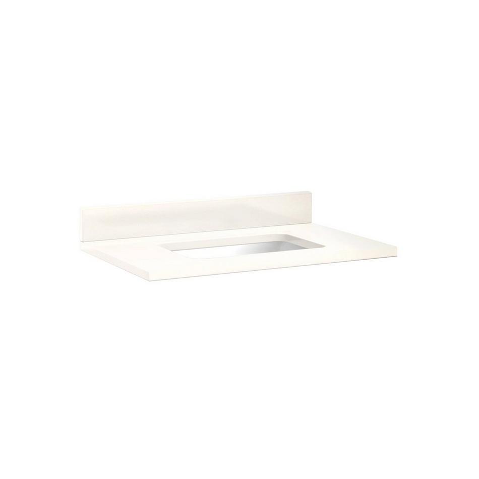 31"x22" 3cm Quartz Vanity Top for Rect. Undermount Sink-30-1/2" Drain Centers-Arctic Wht.-Wht. Sink, , large image number 0