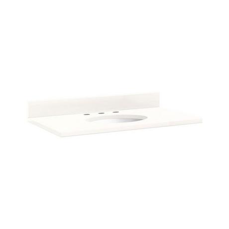 37" x 22" 3cm Quartz Vanity Top for Undermount Sink - Arctic White - White Porcelain Sink