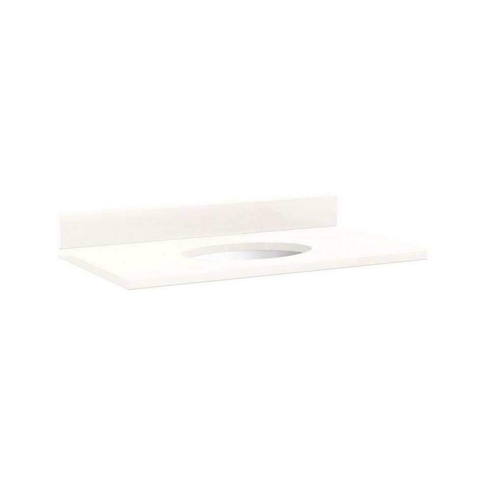 37" x 22" 3cm Quartz Vanity Top for Undermount Sink No Holes Arctic