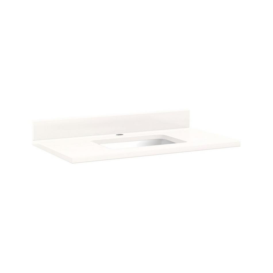 37"x 22" 3cm Quartz Vanity Top for Rect. Undermount Sink-1 Hole Centered - Arctic White - White Sink, , large image number 0