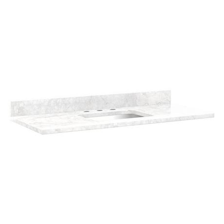 49" x 22" 3cm Marble Vanity Top for Rectangular Undermount Sink - Carrara - White Porcelain Sink