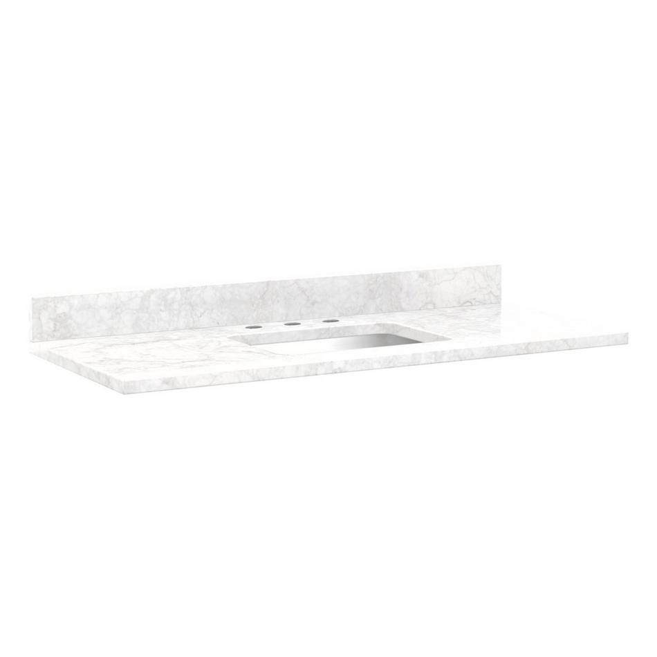 49" x 22" 3cm Marble Vanity Top for Rectangular Undermount Sink - Carrara - White Porcelain Sink, , large image number 0