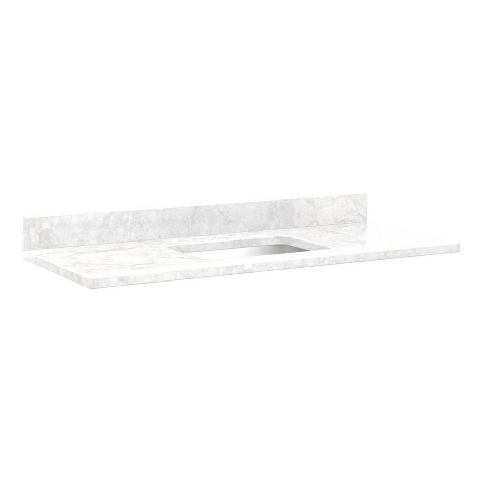 49"x22" 3cm Marble Vanity Top for Rectangular Undermount Sink - Carrara Marble - White Sink, , large image number 0