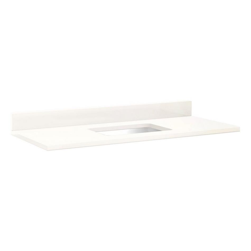 49"x22" 3cm Quartz Vanity Top for Rect. Undermount Sink-30-1/2" Drain Centers-Arctic Wht.-Wht. Sink, , large image number 0