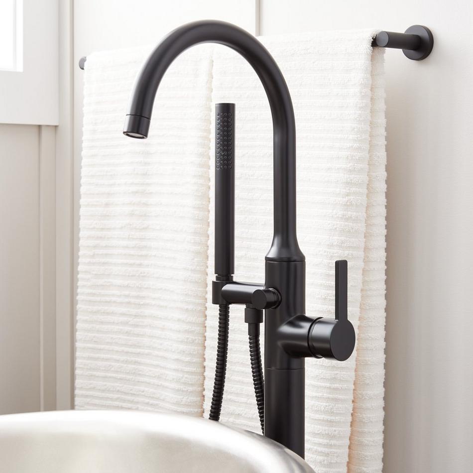 Lentz Freestanding Tub Faucet with rough-in valve - Lever Handle - Matte Black, , large image number 1