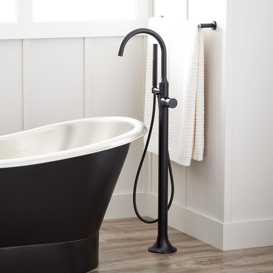 Lentz Freestanding Tub Faucet with rough-in valve - Knob Handle - Matte Black, , large image number 0