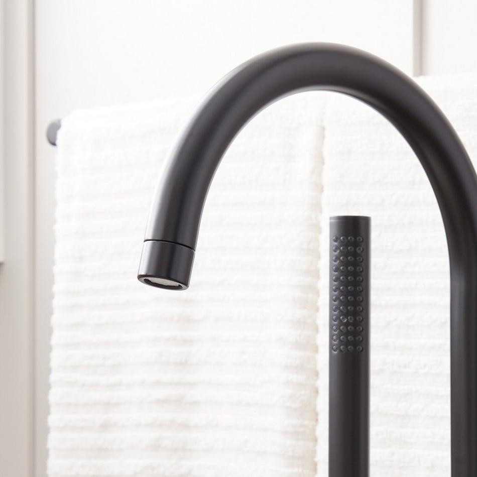 Lentz Freestanding Tub Faucet with rough-in valve - Knob Handle - Matte Black, , large image number 3