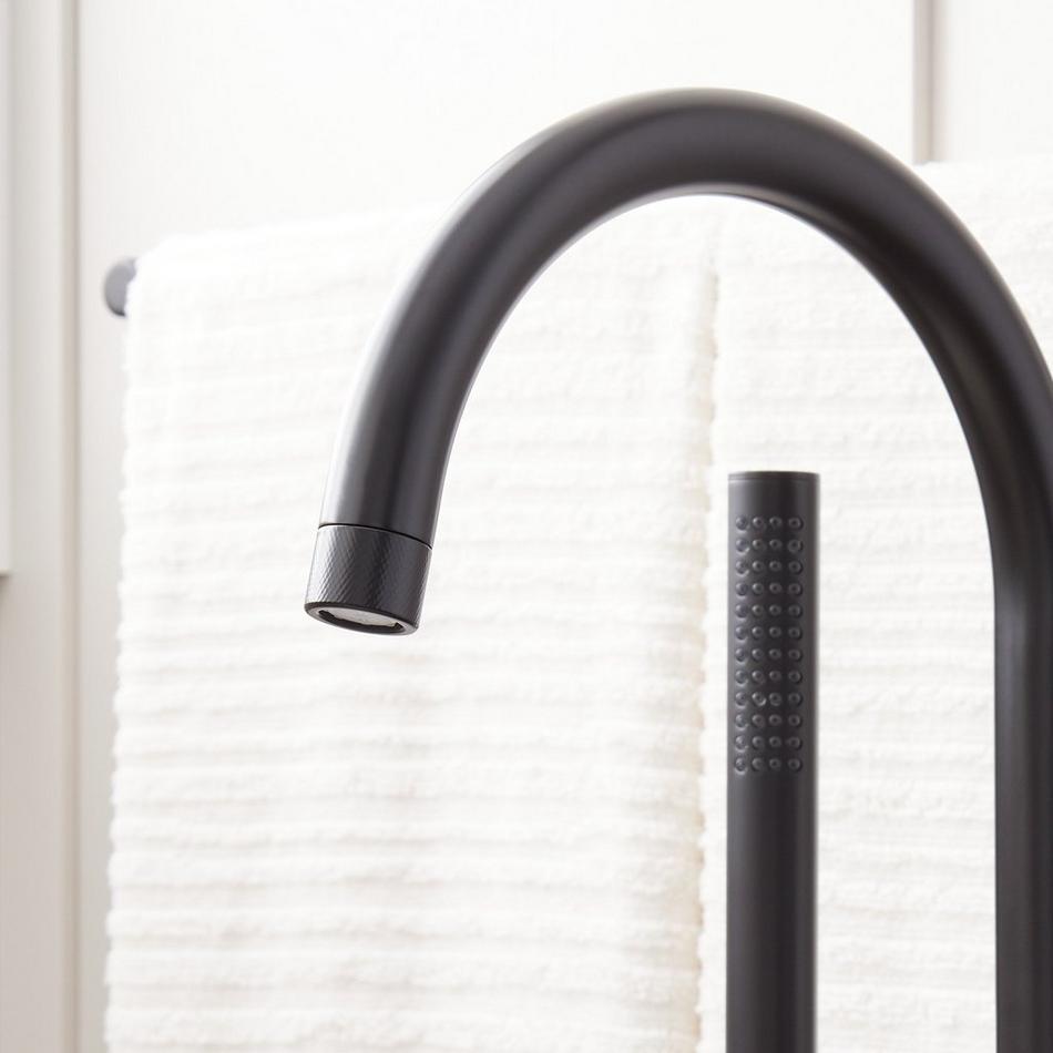 Lentz Freestanding Tub Faucet with rough-in valve - Knob Handle - Matte Black, , large image number 2