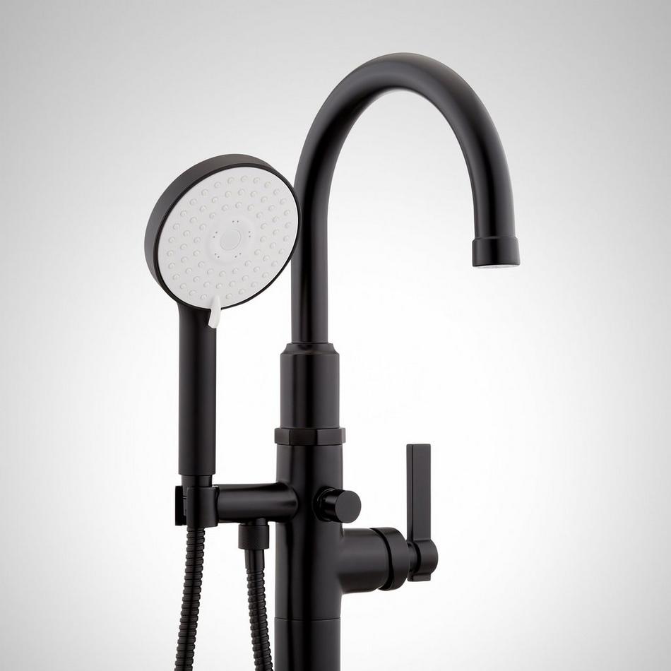 Greyfield Freestanding Tub Faucet and Rough-In Valve with Stops - Matte Black, , large image number 1