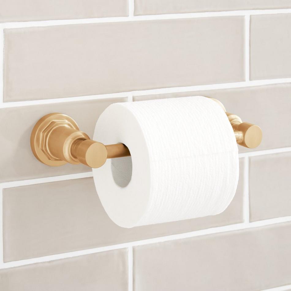 Signature Hardware 476969 Greyfield Wall Mounted Pivoting Toilet Paper Holder Finish: Brushed Gold