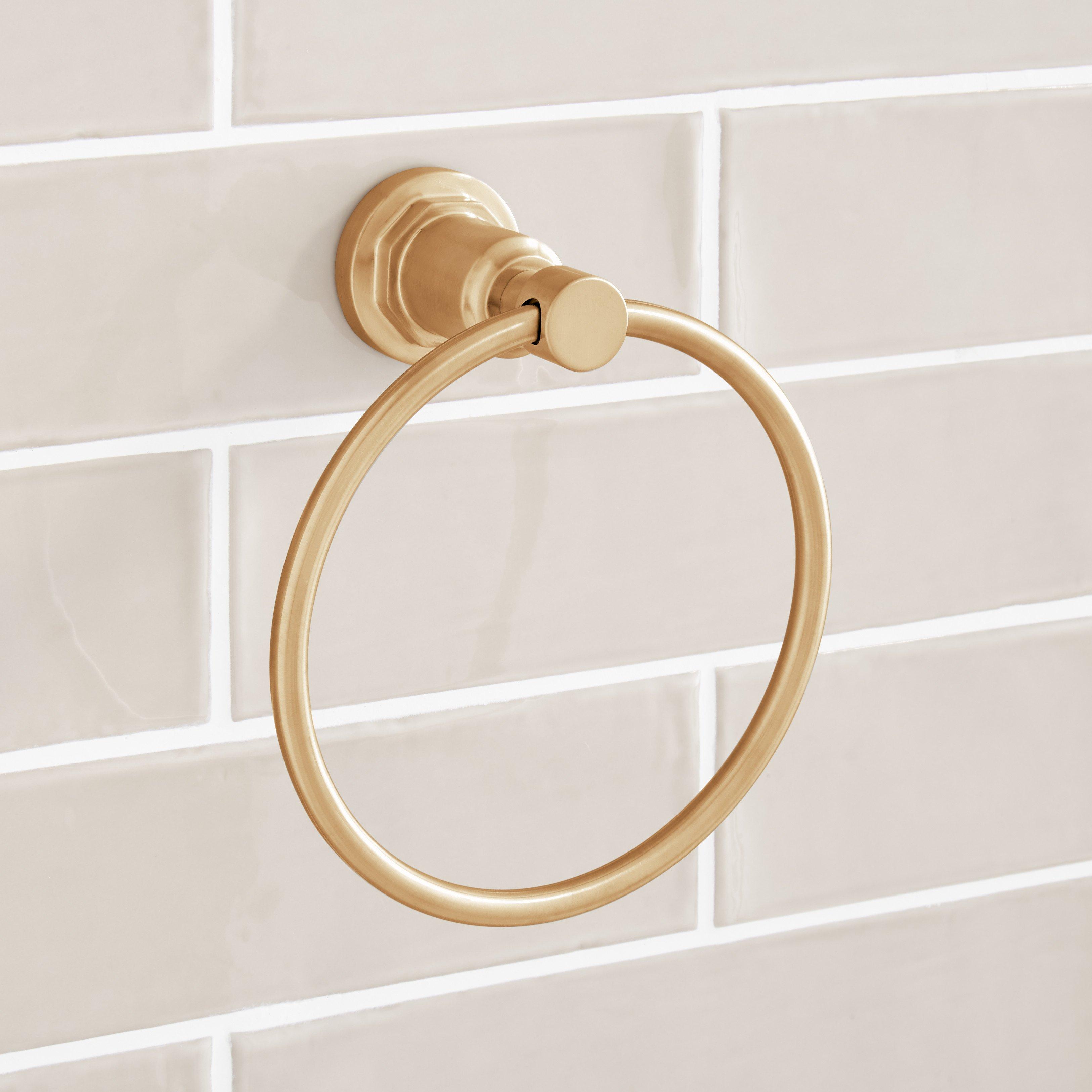 Brushed brass towel online ring